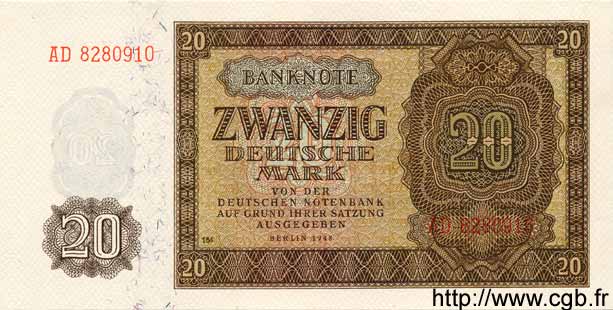 20 Deutsche Mark REPUBBLICA DEMOCRATICA TEDESCA  1948 P.13b FDC