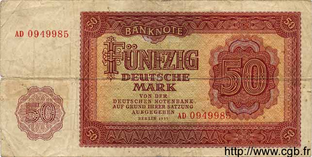 50 Deutsche Mark REPUBBLICA DEMOCRATICA TEDESCA  1955 P.20a MB