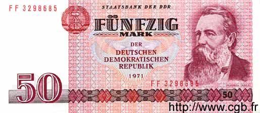 50 Mark GERMAN DEMOCRATIC REPUBLIC  1971 P.30b UNC