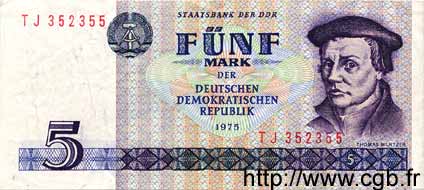 5 Mark GERMAN DEMOCRATIC REPUBLIC  1975 P.27b VF+