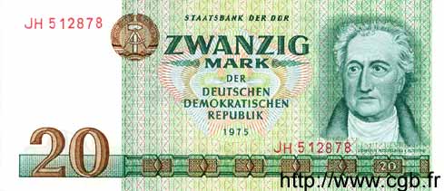 20 Mark GERMAN DEMOCRATIC REPUBLIC  1975 P.29a UNC