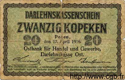 20 Kopeken GERMANY Posen 1916 P.R120 G