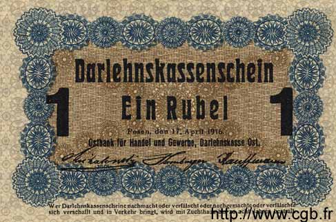 1 Rubel GERMANIA Posen 1916 P.R122c FDC