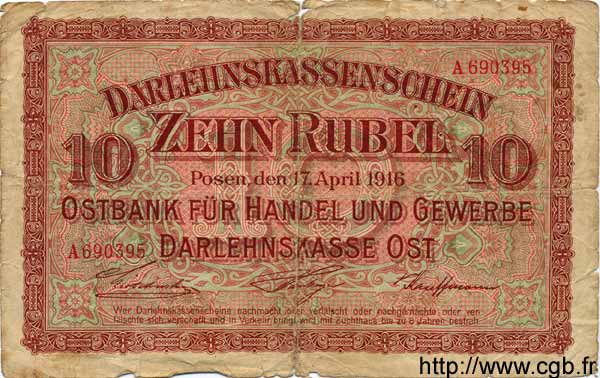10 Rubel GERMANIA Posen 1916 P.R124 q.B
