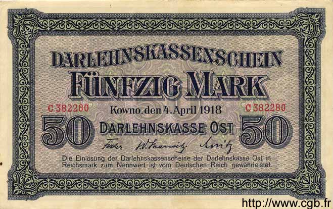 50 Mark DEUTSCHLAND Kowno 1918 P.R132 fVZ