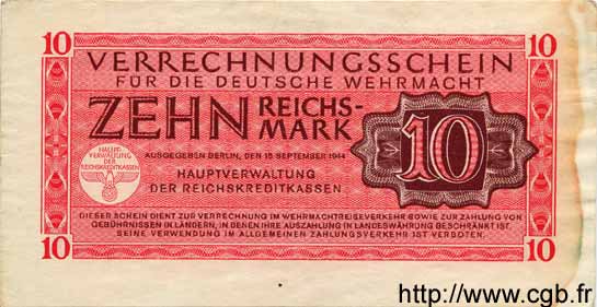 10 Reichsmark GERMANY  1944 P.M40 VF