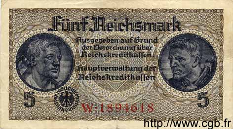 5 Reichsmark DEUTSCHLAND  1940 P.R138a SS