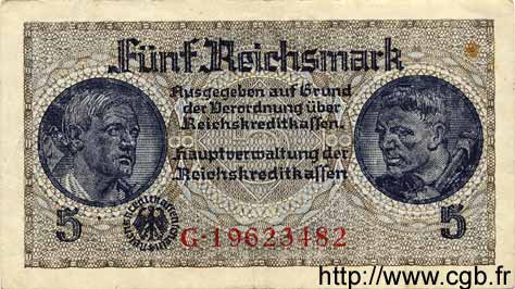 5 Reichsmark DEUTSCHLAND  1940 P.R138b SS