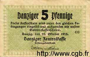 5 Pfennig DANTZIG  1923 P.34b MBC+