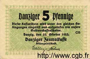 5 Pfennig DANTZIG  1923 P.34b q.FDC
