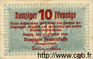 10 Pfennig DANTZIG  1923 P.35b BC a MBC