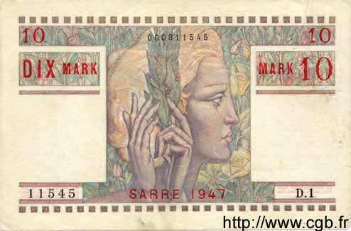 10 Mark SARRE FRANCIA  1947 VF.47.01 MBC+