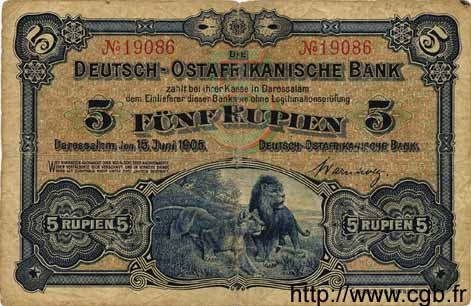 5 Rupien Deutsch Ostafrikanische Bank  1905 P.01 MB