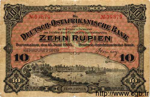 10 Rupien GERMAN EAST AFRICA  1905 P.02 F+