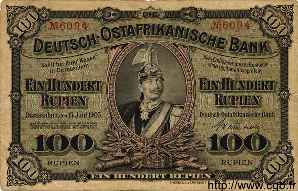 100 Rupien GERMAN EAST AFRICA  1905 P.04 F