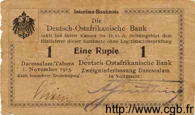 1 Rupie Deutsch Ostafrikanische Bank  1915 P.09b BC a MBC