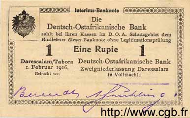 1 Rupie GERMAN EAST AFRICA  1916 P.19 VF+