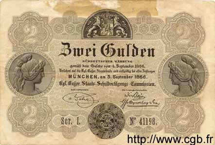 2 Gulden GERMANY Munich 1866 PS.0151 VF+