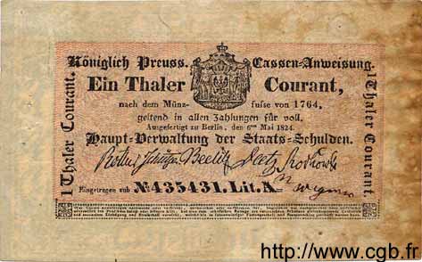 1 Thaler GERMANIA  1824 PS.0396 q.SPL