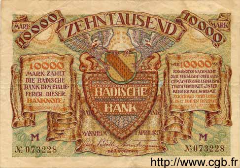10000 Mark ALEMANIA Mannheim 1923 PS.0910 MBC