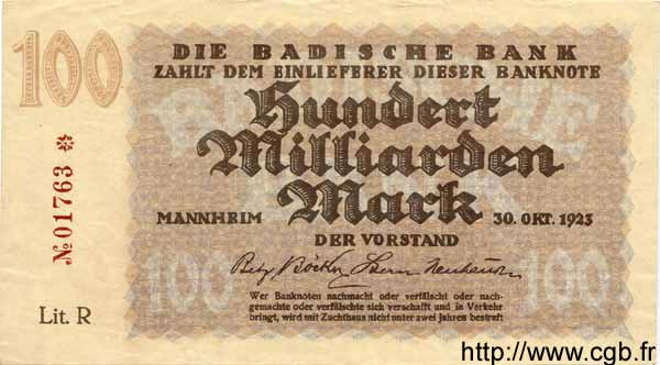 10 Milliarden Mark DEUTSCHLAND Mannheim 1923 PS.0914 fST