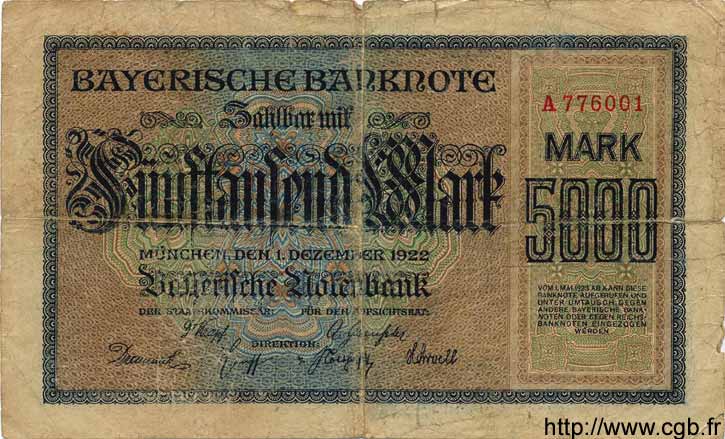 5000 Mark GERMANIA Munich 1922 PS.0925 q.MB