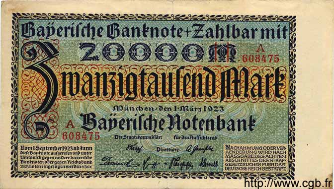 20000 Mark DEUTSCHLAND Munich 1923 PS.0926 fVZ