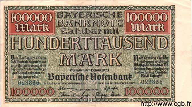 100000 Mark ALEMANIA Munich 1923 PS.0928 MBC
