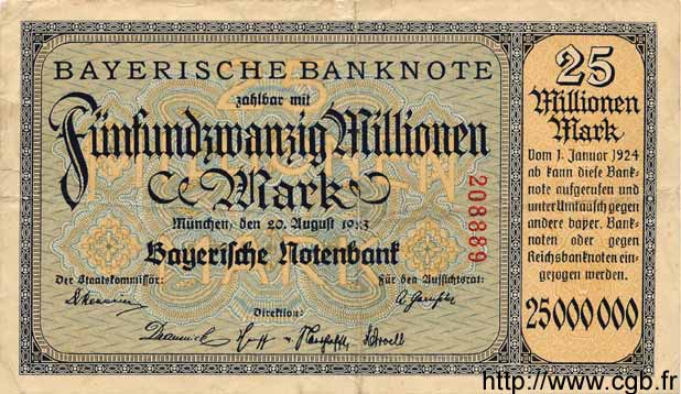 25 Millionen Mark DEUTSCHLAND Munich 1923 PS.0933 SS