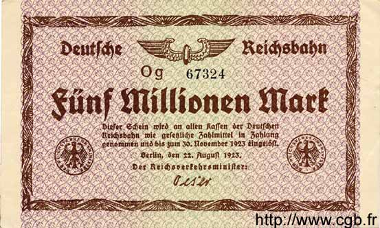 5 Millionen Mark GERMANY  1923 PS.1013b AU