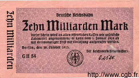 10 Milliarden Mark GERMANY  1923 PS.1021 VF
