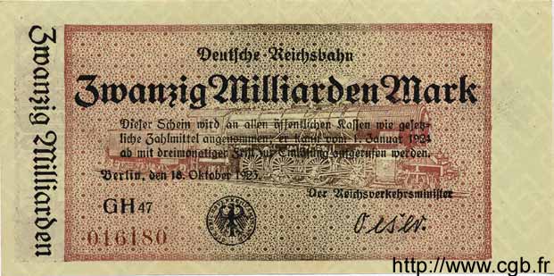 20 Milliarden Mark GERMANIA  1923 PS.1022 SPL+