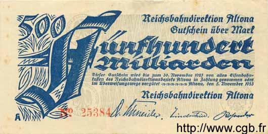 500 Milliarden Mark GERMANY  1923 PS.1124 VF