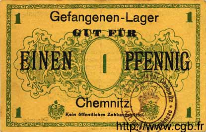 1 Pfennig GERMANY Chemnitz 1917 K.29 VF