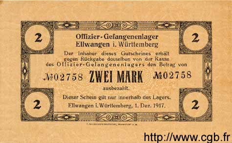 2 Mark DEUTSCHLAND Ellwangen 1917 K.45 fST