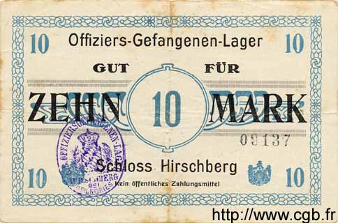 10 Mark ALEMANIA Schloss Hirschberg 1917 K.- BC+