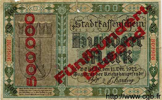 500000 Mark sur 100 Mark DEUTSCHLAND Berlin 1923 K.339b SGE