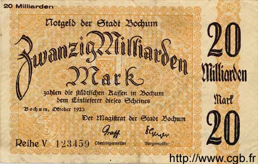 20 Milliards Mark DEUTSCHLAND Bochum 1923  fVZ