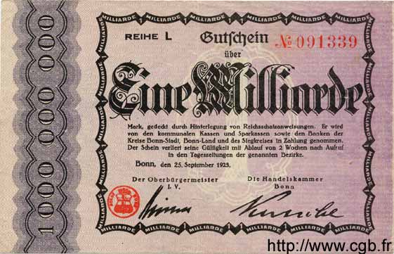 1 Milliarde Mark GERMANY Bonn 1923 K.521m XF