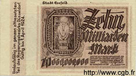 10 Milliarden Mark GERMANIA Crefeld 1923 K.912aa SPL+