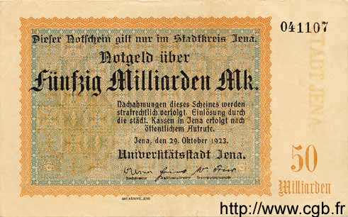 50 Milliarden Mark GERMANY Iéna 1922 K.2513c XF