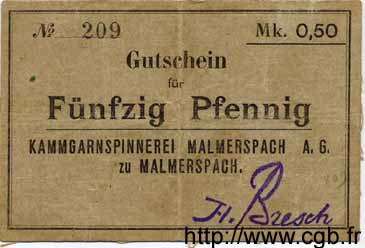 50 Pfennig ALEMANIA Malmerspach 1914 K.215b MBC