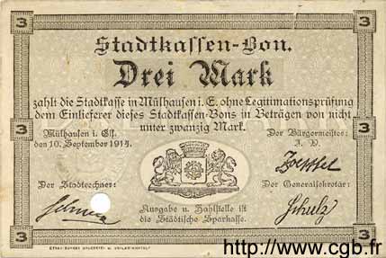 3 Mark GERMANY Mulhouse 1914 K.247a UNC-