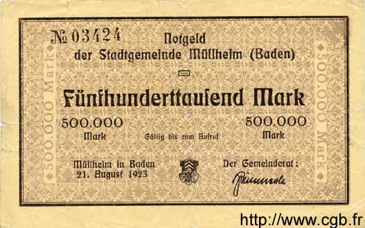 500000 Mark GERMANY Mulhouse 1923 K.3642a F+