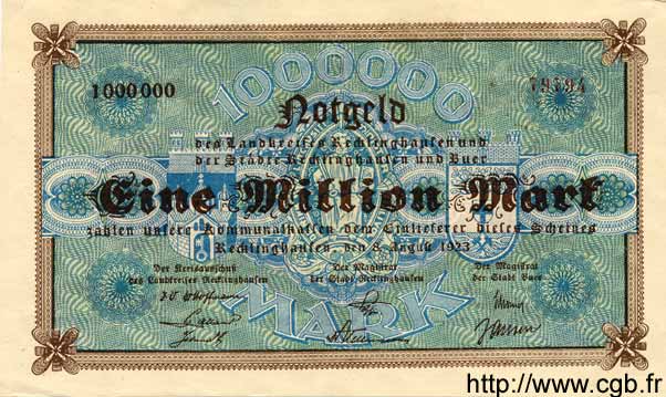 1 Million Mark ALEMANIA Recklinghausen 1923 K.4460c SC+