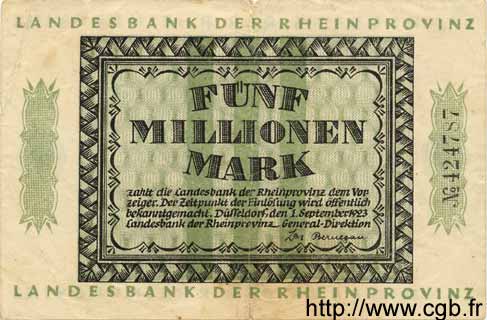 5 Millionen Mark ALEMANIA  1923 Rpr.19b BC+