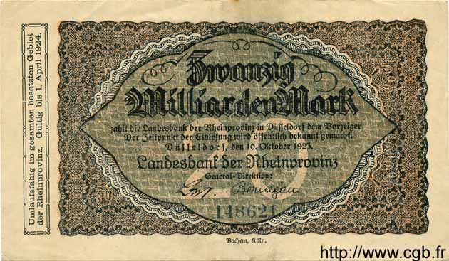 20 Milliarden Mark GERMANY  1923 Rpr.35b VF+