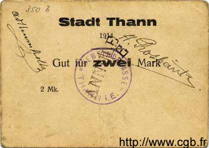 2 Mark DEUTSCHLAND Thann 1914  S to SS
