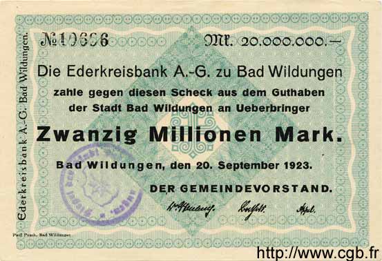 20 Millionen Mark GERMANIA Wildungen 1923 K.5624e q.FDC