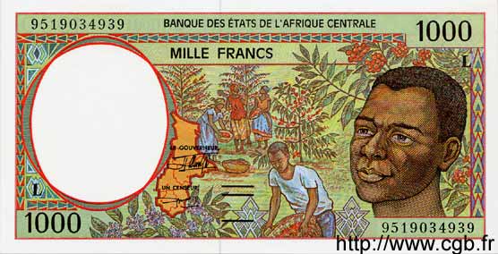 1000 Francs STATI DI L  AFRICA CENTRALE  1995 P.402Lc FDC